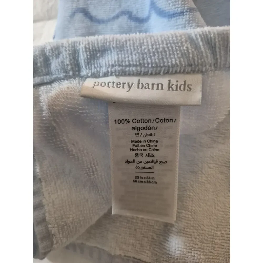 💥 Pottery Barn Baby Salty Dog Beach Hooded Towel Wrap Blue 23